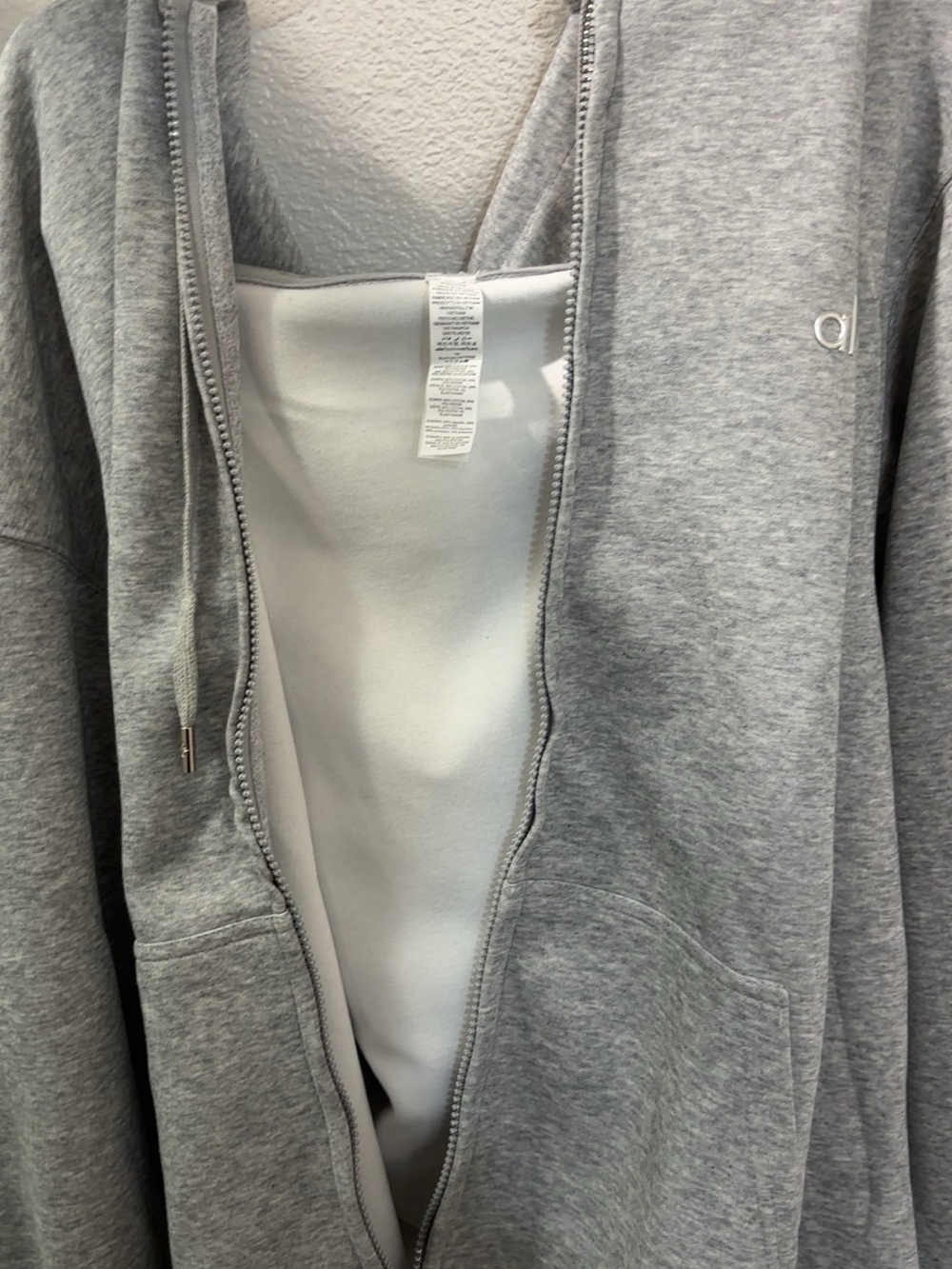Light Gray Alo Zip Hoodie Jacket